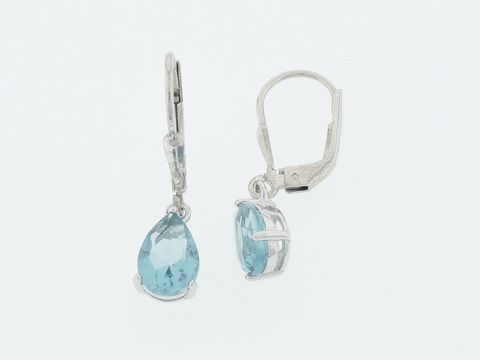 Silber Ohrringe Tropfen mit glitzernden Zirkonia in hellblau als Hänger, Hersteller Juwelier Harnisch, elegant und zeitlos. Ideal für festliche Anlässe oder den Alltag.