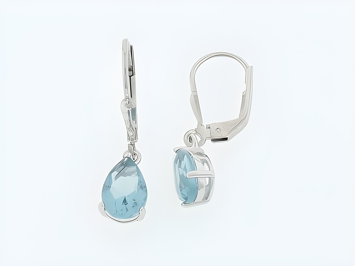 Silber Ohrringe Tropfen mit glitzernden Zirkonia in hellblau als Hänger, Hersteller Juwelier Harnisch, elegant und zeitlos. Ideal für festliche Anlässe oder den Alltag.