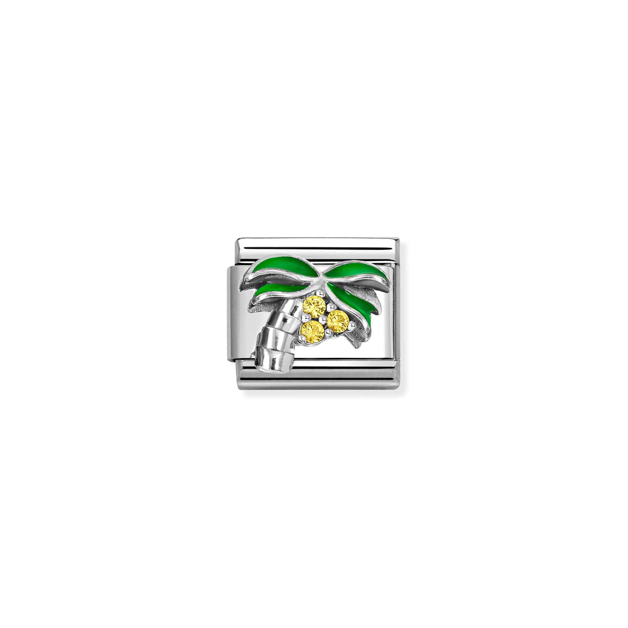 Nomination Composable Classic Charm Palme gelb - Edelstahl, Sterling Silber, Emaille, Zirkonia – Ansicht 2