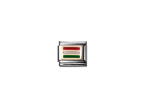 Emaillierte Classic Flagge von Ungarn in den Farben rot, weiß und grün auf silbernem Hintergrund, geeignet für das Nomination Armband.