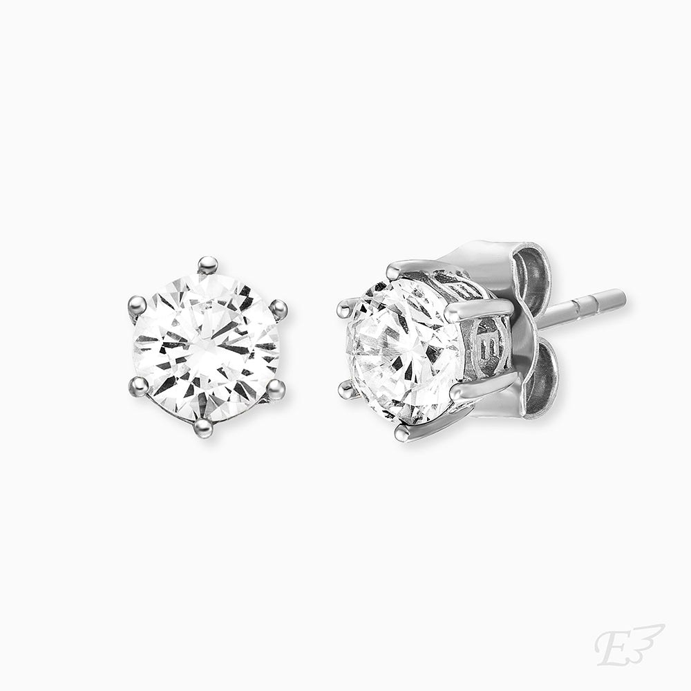 Engelsrufer BASIC Ohrstecker Shiny mit Zirkonia - Silber rhodiniert 6 mm – Ansicht 2