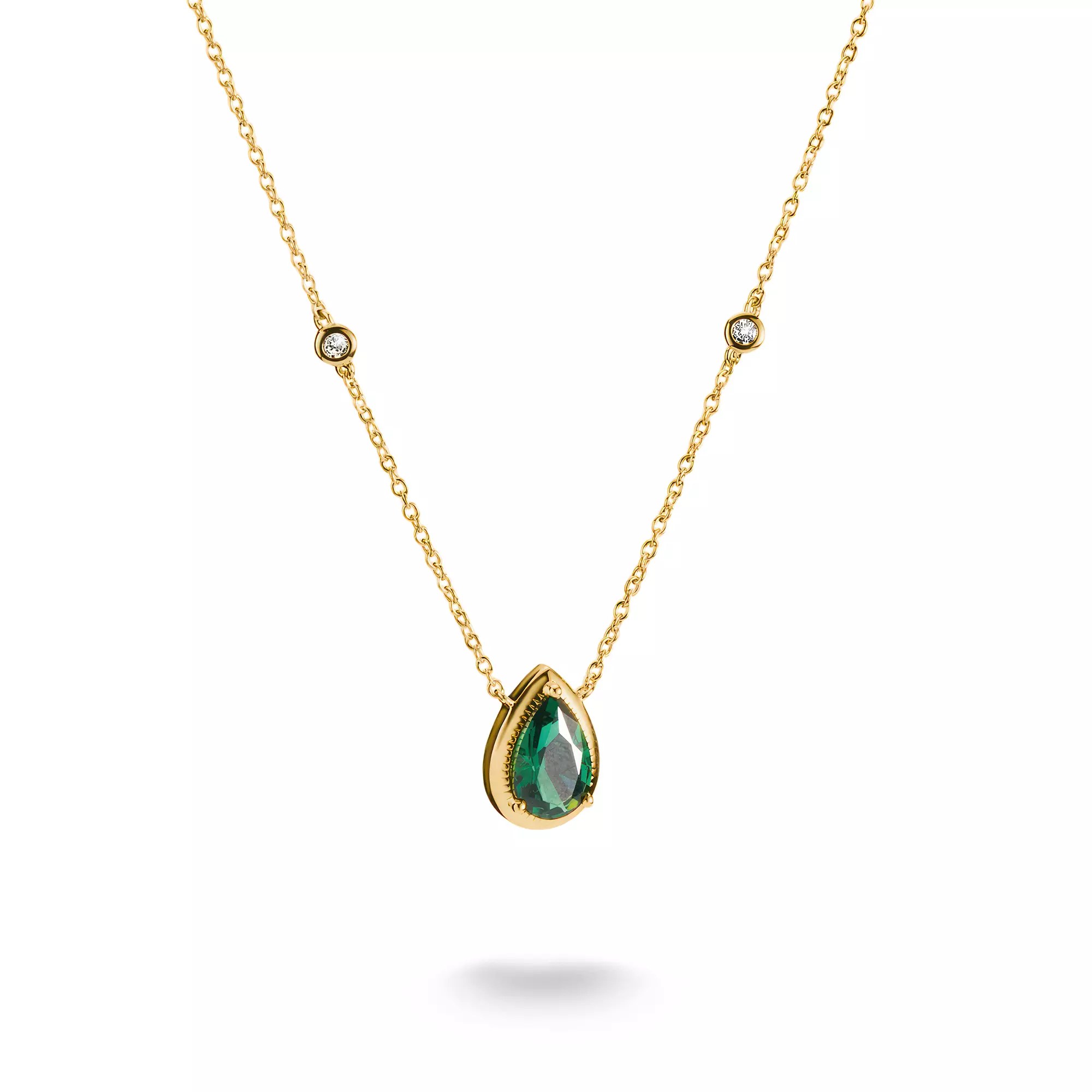 Thomas Sabo ELYNDRA Kette 45 - 50 cm - 750/- Gold auf Silber & Glas-Keramik Stein & Zirkonia - Grün – Ansicht 2