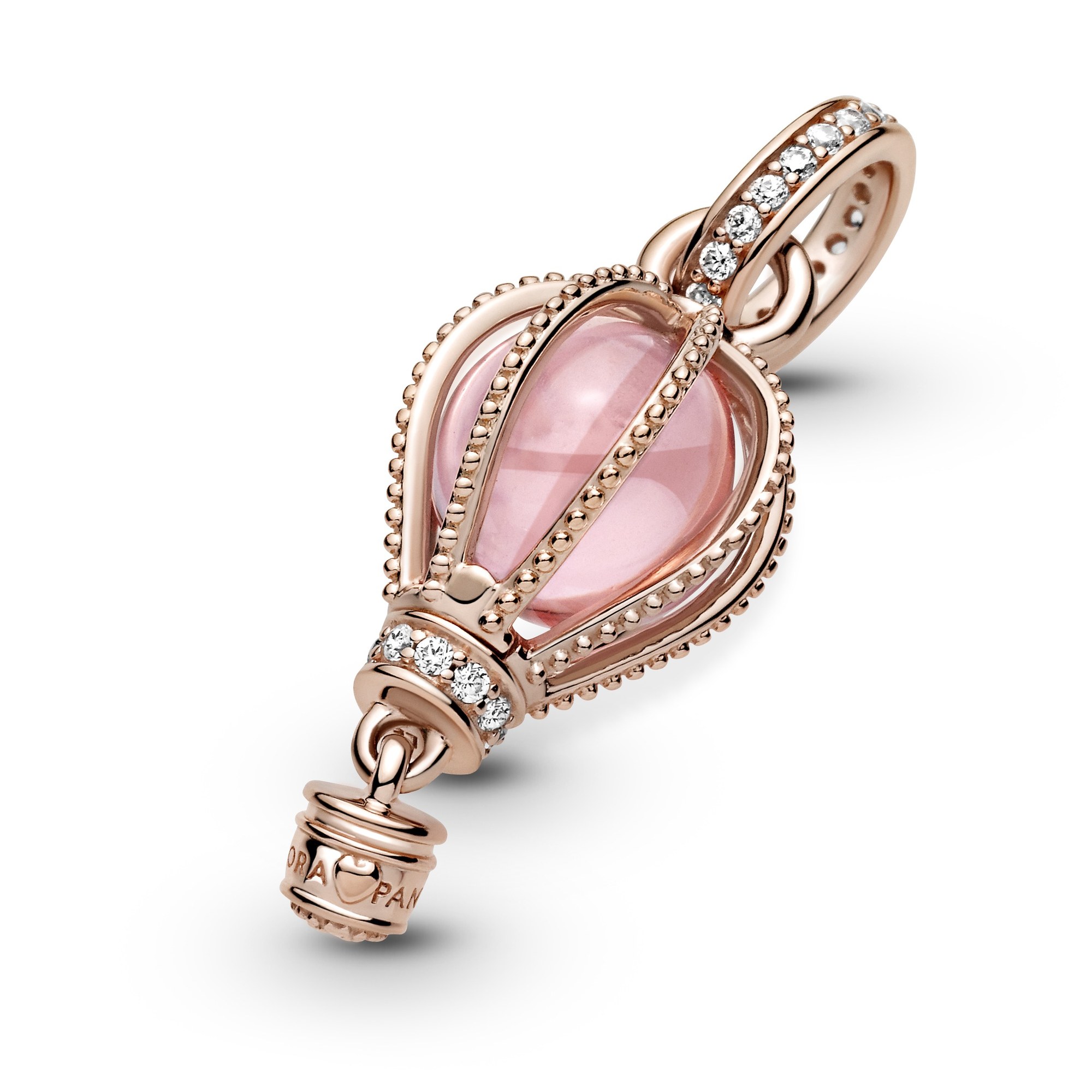 Pandora Rosé Funkelnder rosa Heißluftballon-Anhänger - Steinmix Ansicht 4 – Ansicht 4