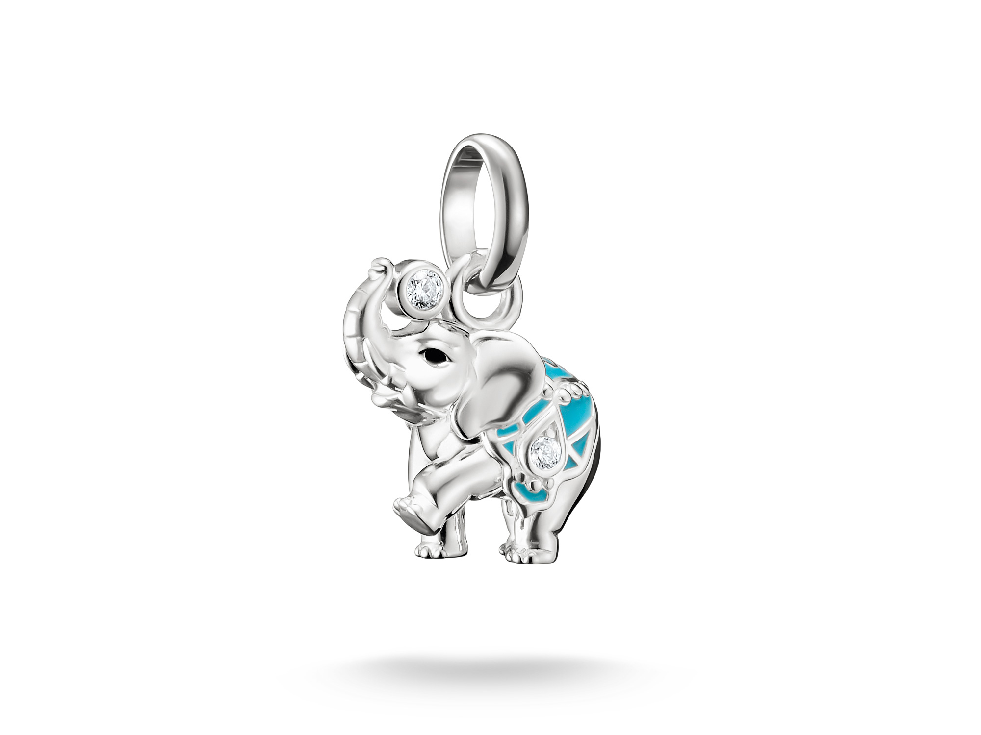 Thomas Sabo Connect - CC1327-041-17 Good Luck Rodeo Charm Elefant - Silber, Kaltemail & Zirkonia - Türkis - Charm mit Öse