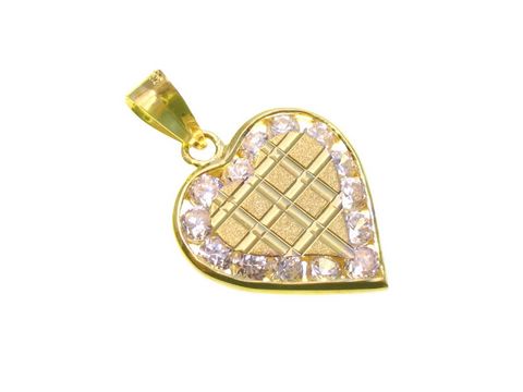 Gold 333 Herz Anhänger mit 14 Zirkonia, ausgeführt in einem liebevollen Design. Ideal als Schmuckstück von Juwelier Harnisch, Perlen & Steine.