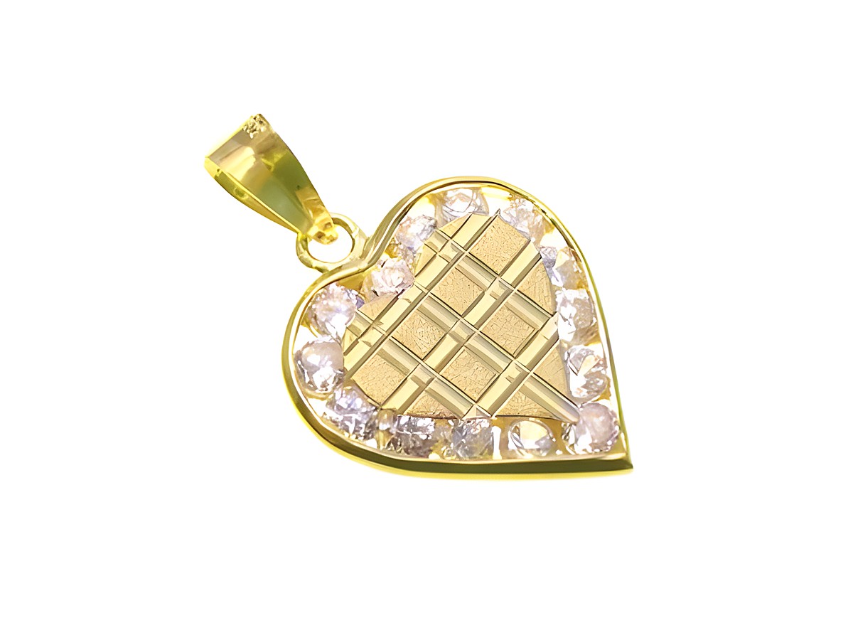 Gold 333 Herz Anhänger mit 14 Zirkonia, ausgeführt in einem liebevollen Design. Ideal als Schmuckstück von Juwelier Harnisch, Perlen & Steine.