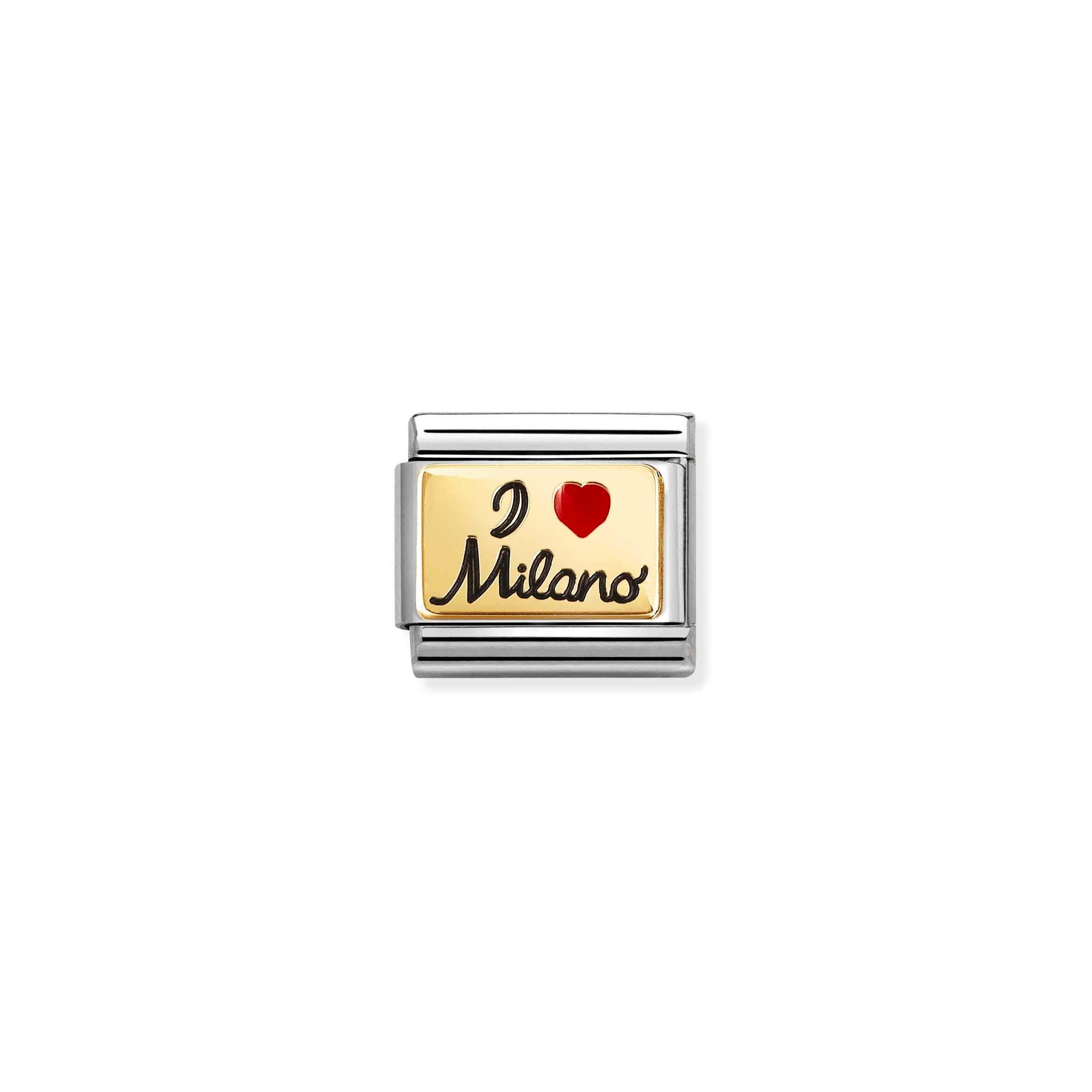 Nomination Composable Classic Charm I Love Milano schwarz - Edelstahl, Gelbgold, Emaille