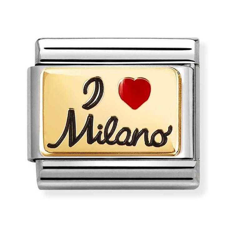 Nomination Composable Classic Charm I Love Milano schwarz - Edelstahl, Gelbgold, Emaille