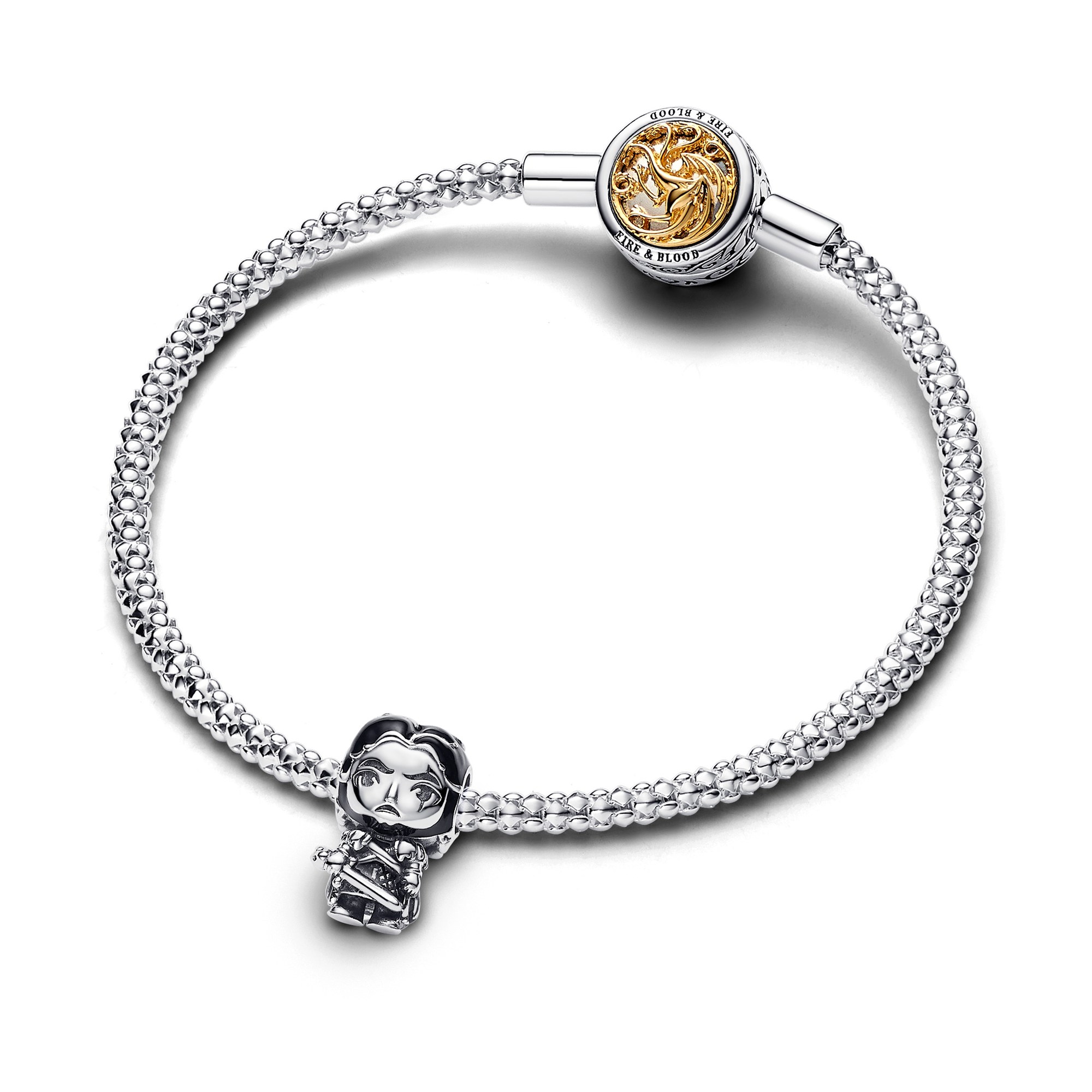 Pandora Game of Thrones Jon Snow Charm - Silber - Schwarz Ansicht 3 – Ansicht 3