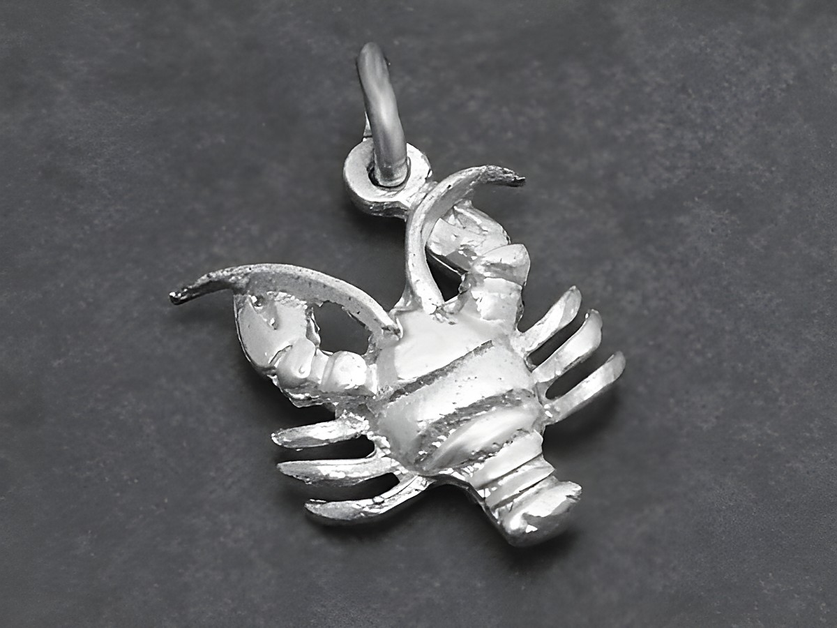 Silber Anhänger Sternzeichen Krebs plastisch, Hersteller Juwelier Harnisch, zeigt detailreiche Darstellung des Krebses in hochwertiger Verarbeitung, ideal für Sternezeichenliebhaber.