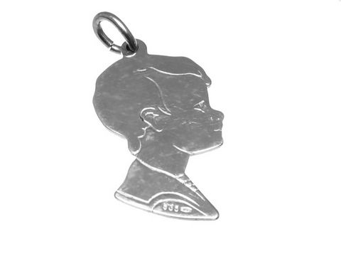 Silber Anhänger rhodiniert in Form eines Jungen, 3 cm groß, geeignet für Geschwister, ideal für Kinder, Hersteller Juwelier Harnisch.