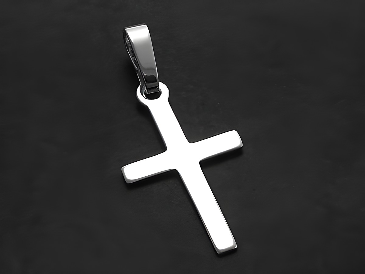 Kreuz Anhänger aus Sterling Silber in schlichter Ausführung, Hersteller Juwelier Harnisch, minimalistisches Design, ideal für stilvolle Akzente.