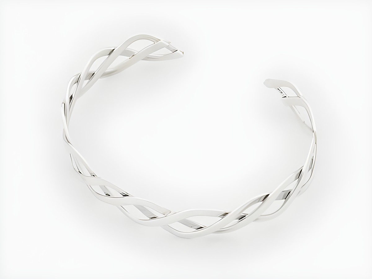 Armreifen dreifach aus Sterling Silber, geflochten, 18 cm, Hersteller Juwelier Harnisch, elegantes Design für besonderen Stil.