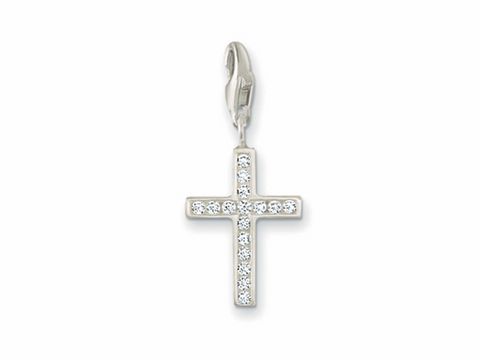 Thomas Sabo Kreuz Charms Anhänger aus Silber mit Zirkonia, elegantes Design symbolisiert Glauben, ideal zum persönlichen Schmuckstyling.