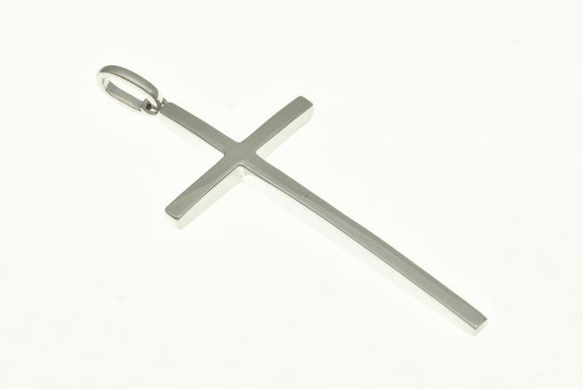 Kreuz Anhänger aus Sterling Silber rhodiniert, schlichtes Design vom Hersteller Juwelier Harnisch, ideal für persönlichen Schmuck oder als Geschenk.