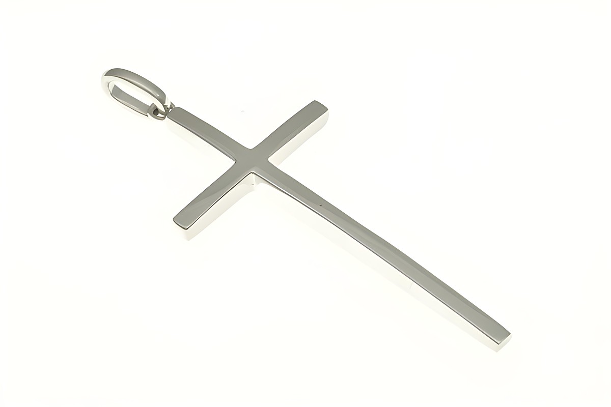 Kreuz Anhänger aus Sterling Silber rhodiniert, schlichtes Design vom Hersteller Juwelier Harnisch, ideal für persönlichen Schmuck oder als Geschenk.
