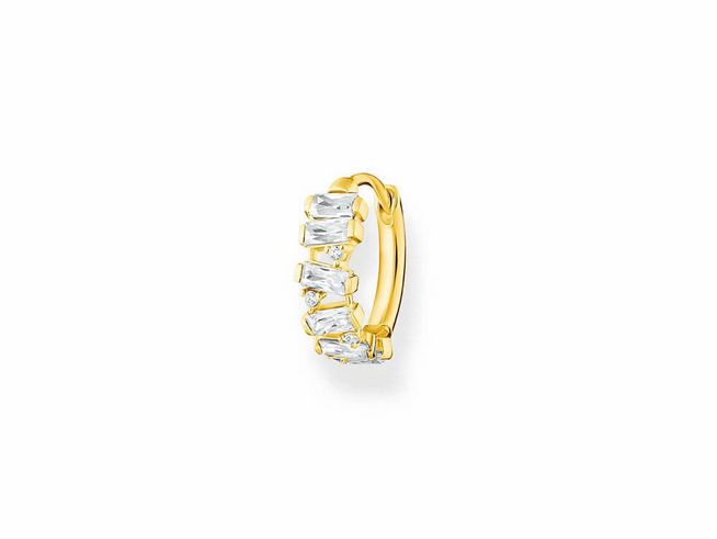 Charming Creole aus Sterling Silber mit Vergoldung in Gelbgold und weißen Zirkonia Steinen, eleganter Ohrschmuck von Thomas Sabo, ideal für den modischen Akzent.