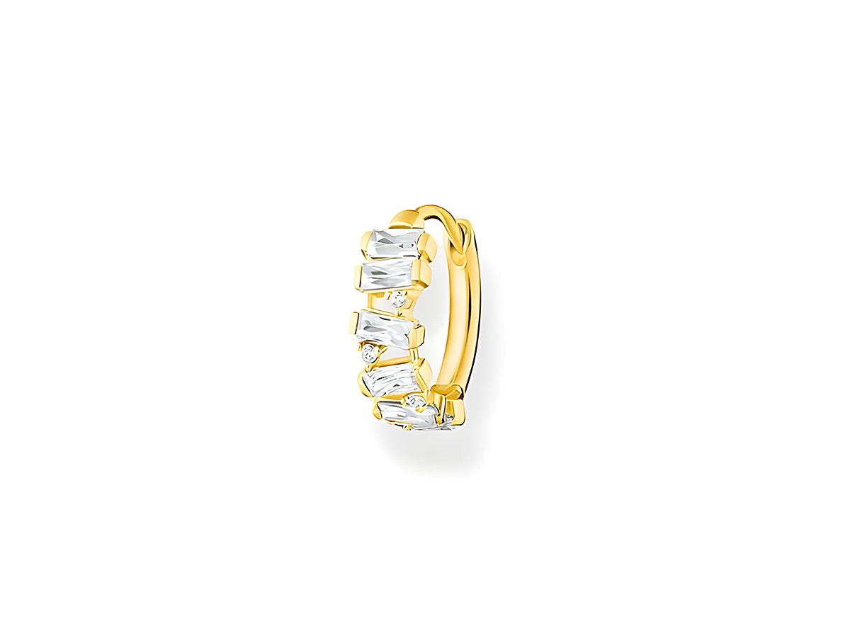Charming Creole aus Sterling Silber mit Vergoldung in Gelbgold und weißen Zirkonia Steinen, eleganter Ohrschmuck von Thomas Sabo, ideal für den modischen Akzent.