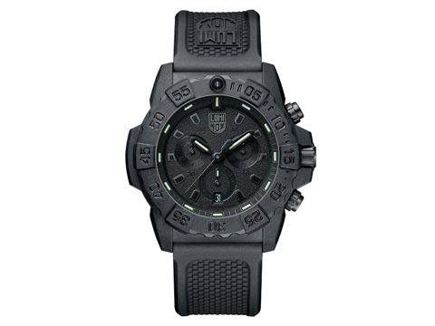 Luminox NAVY SEAL 3580 SERIES Chronograph XS.3581.BO Herren Armbanduhr in mattem Schwarz mit analogen Ziffern und schwarzem Silikonarmband, ideal für Outdoor- und Sportaktivitäten.