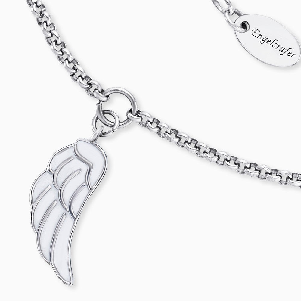 Engelsrufer FUßKETTE Fußkettchen Flügel mit Emaille - Edelstahl & Weiß 22 cm – Ansicht 4