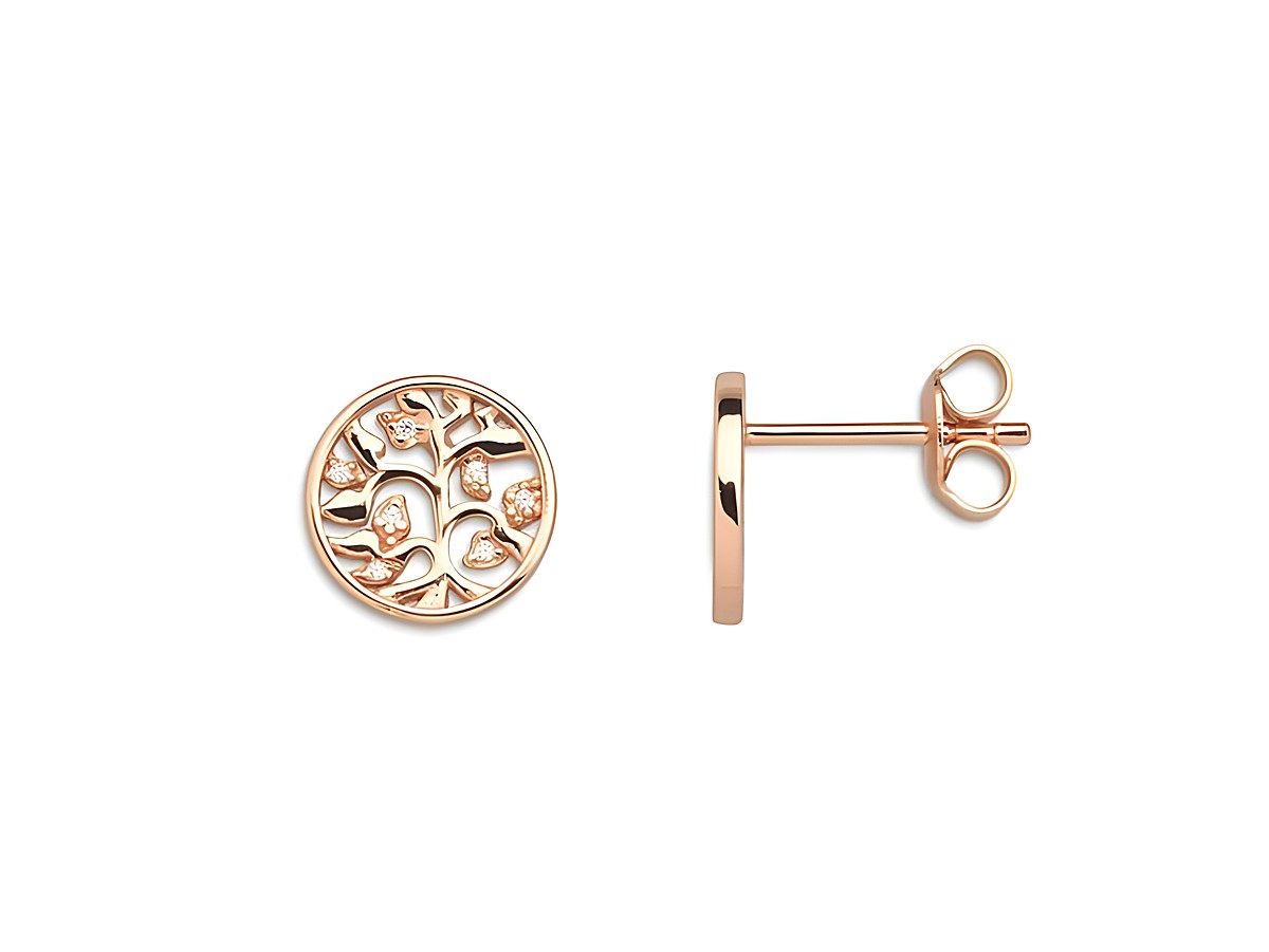 Xenox Sterling Silber Ohrringe XS3564R in Roségold vergoldet mit Baum des Lebens Design, idealer Ohrschmuck für einen eleganten Look.
