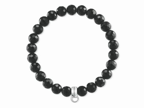 Charm-Armband von Thomas Sabo in schwarz mit facettierten Perlen, Länge 17,5 cm, geeignet für Handgelenke bis 18 cm, elegantes und stilvolles Design.