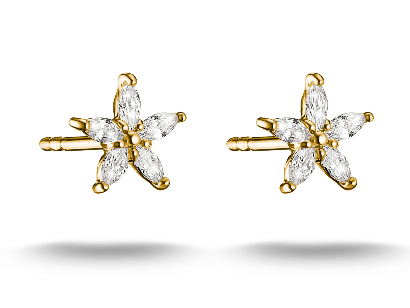 Thomas Sabo Ohrstecker in Blumenform aus 18k Gelbgold Vergoldung mit funkelndem Zirkonia, stilvolles und elegantes Schmuckstück, ideal für jeden Anlass.