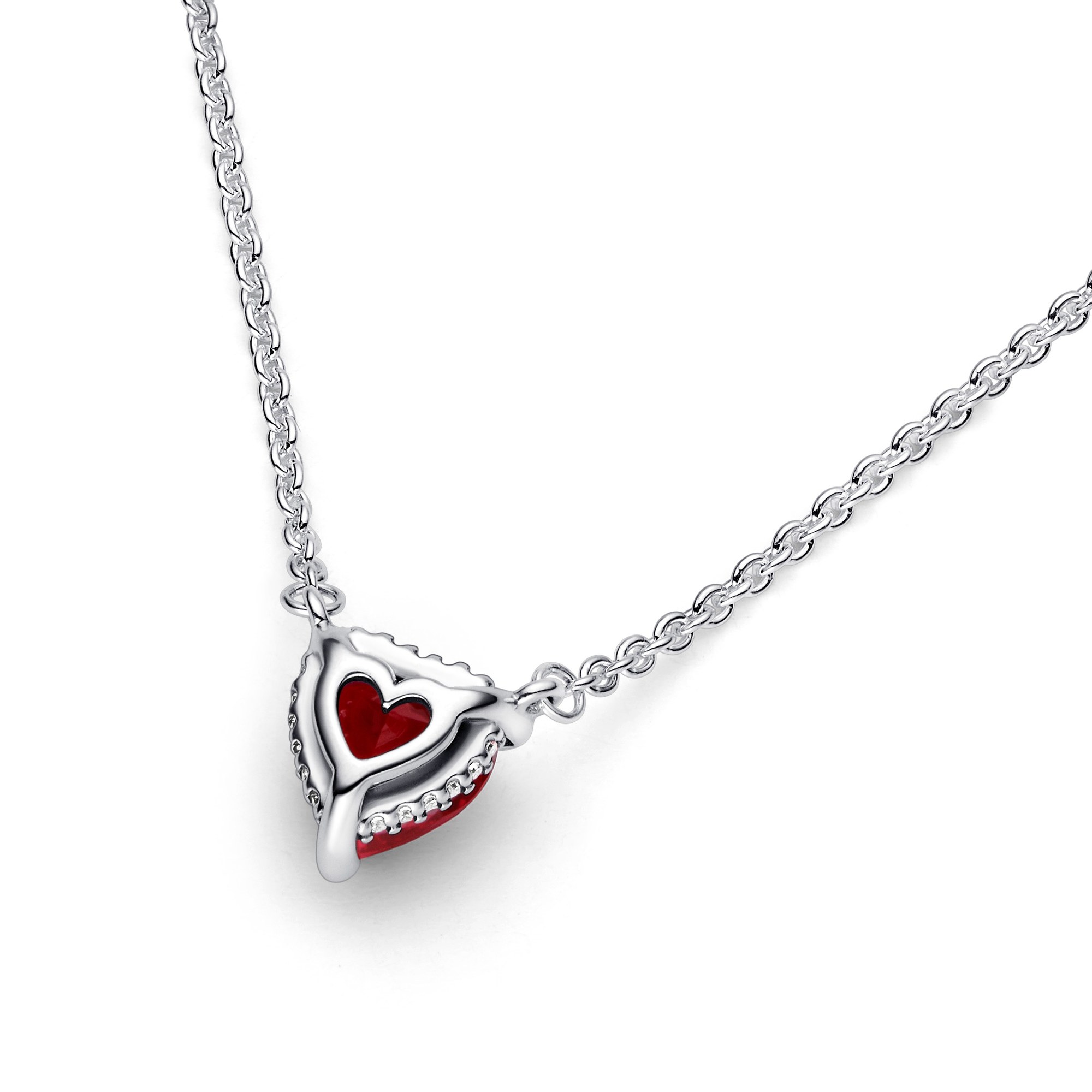 Pandora Kette mit Anhänger - rotes Herz der Liebe - Silber - Kristall Rot - 45 cm Ansicht 2 – Ansicht 2