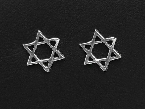 Sterling Silber Ohrstecker in Form eines Davidsterns, Hersteller Juwelier Harnisch, ohne Stein, schlichtes Design, ideal für den Alltag oder besondere Anlässe.