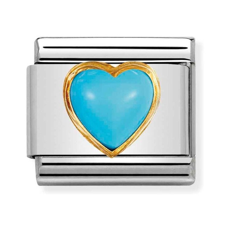 Nomination Composable Classic Charm Herz Türkis - Edelstahl, Gelbgold