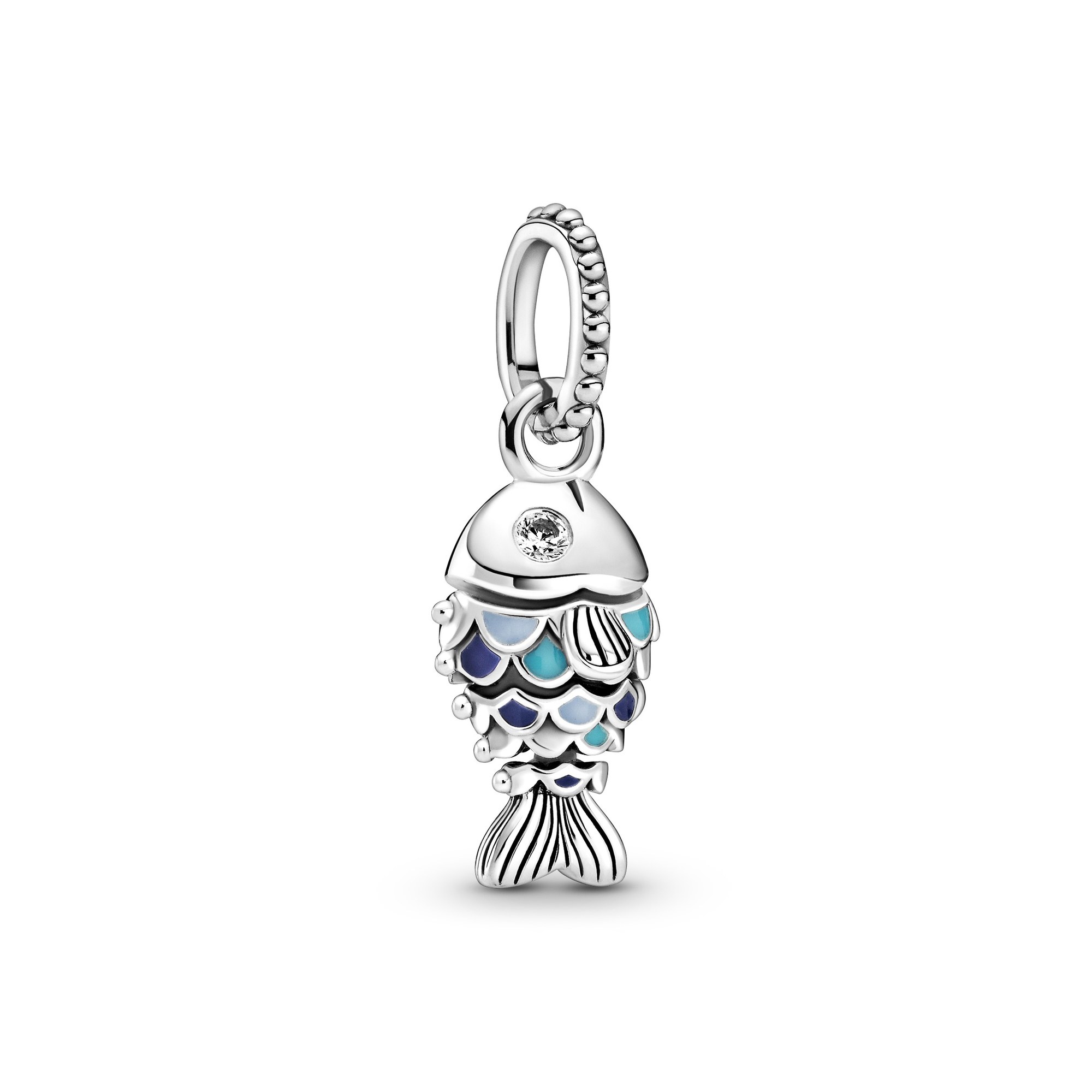 Pandora Kettenanhänger - Silber Blauer Schuppenfisch-Baumel-Zirkonia