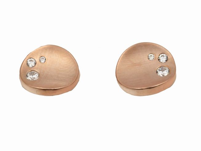 Edelstecker aus 925 Sterling Silber, teilmattiert, roségold vergoldet, mit Zirkonia, Hersteller Juwelier Harnisch, elegantes Design für jeden Anlass.