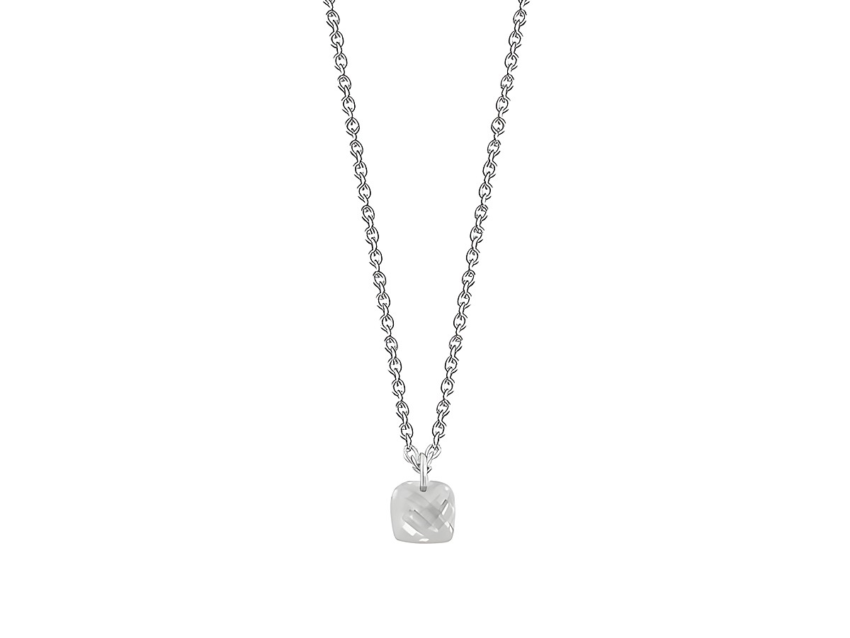 XENOX Sterling Silber Kette XS6023 mit einer Länge von 40-45 cm in FANCY CUT, feine Karreekette mit einem eleganten, facettierten Anhänger.