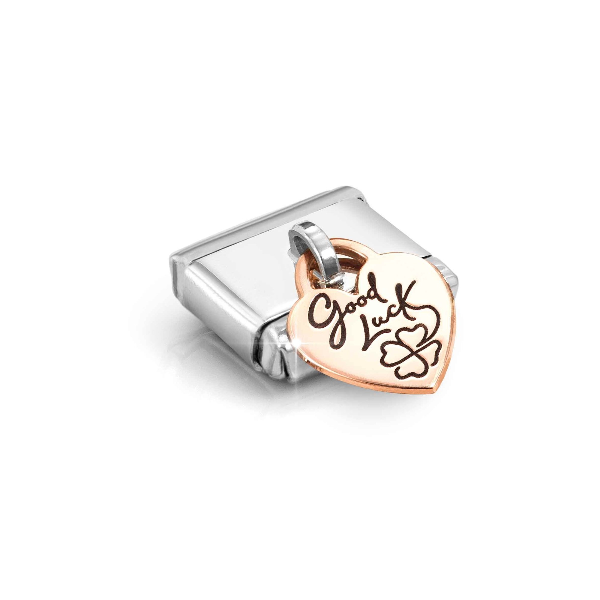 Nomination CLASSIC CHARMS - Charm-Anhänger - Roségold 375 mit Gravur - Herz + Good luck – Ansicht 3