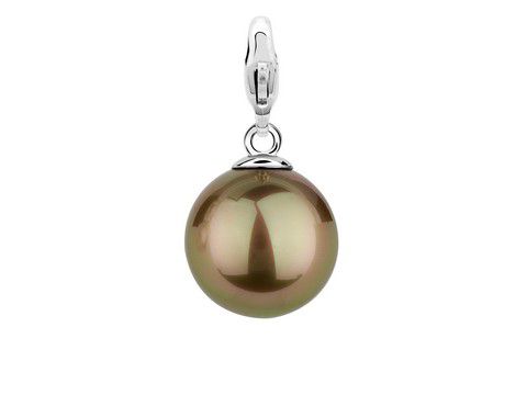 Ti Sento Silber Anhänger Pearly Brown Large 8057PB in Form einer großen, schimmernden, braunen Perle mit einem glänzenden Silberverschluss, elegant und schlicht für jeden Anlass.