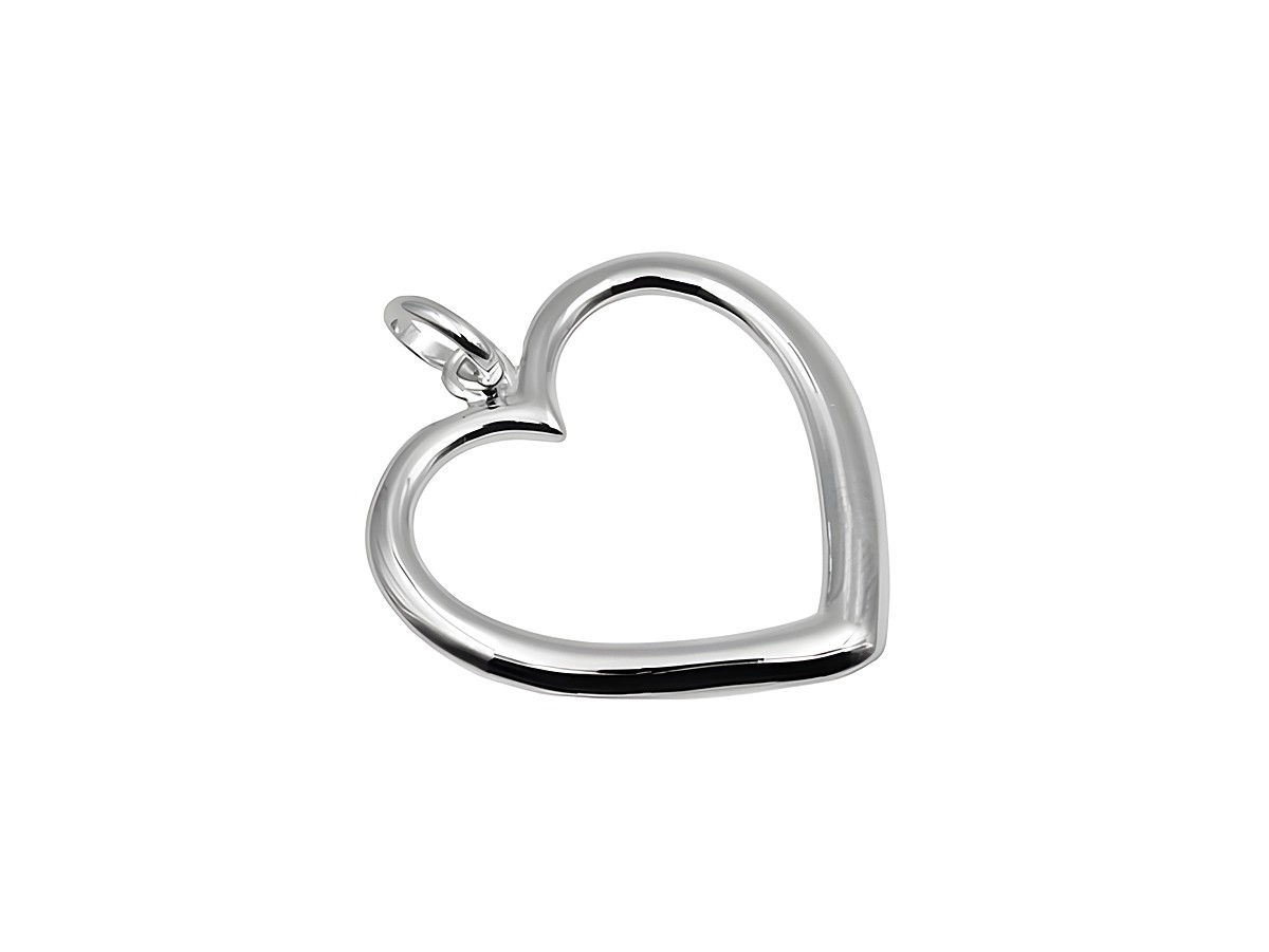 Anhänger Herz offen aus 925 Sterling Silber, poliert und rhodiniert, Hersteller Juwelier Harnisch, flach gestaltet, ideal für individuelle Schmuckkreationen.