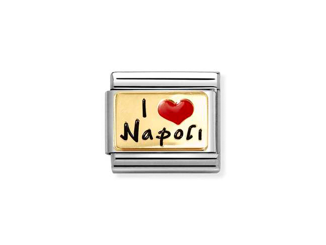 Nomination 030231 79 - CLASSIC 750/- Gelbgold Platte mit emalliertem Schriftzug - I Love Napoli