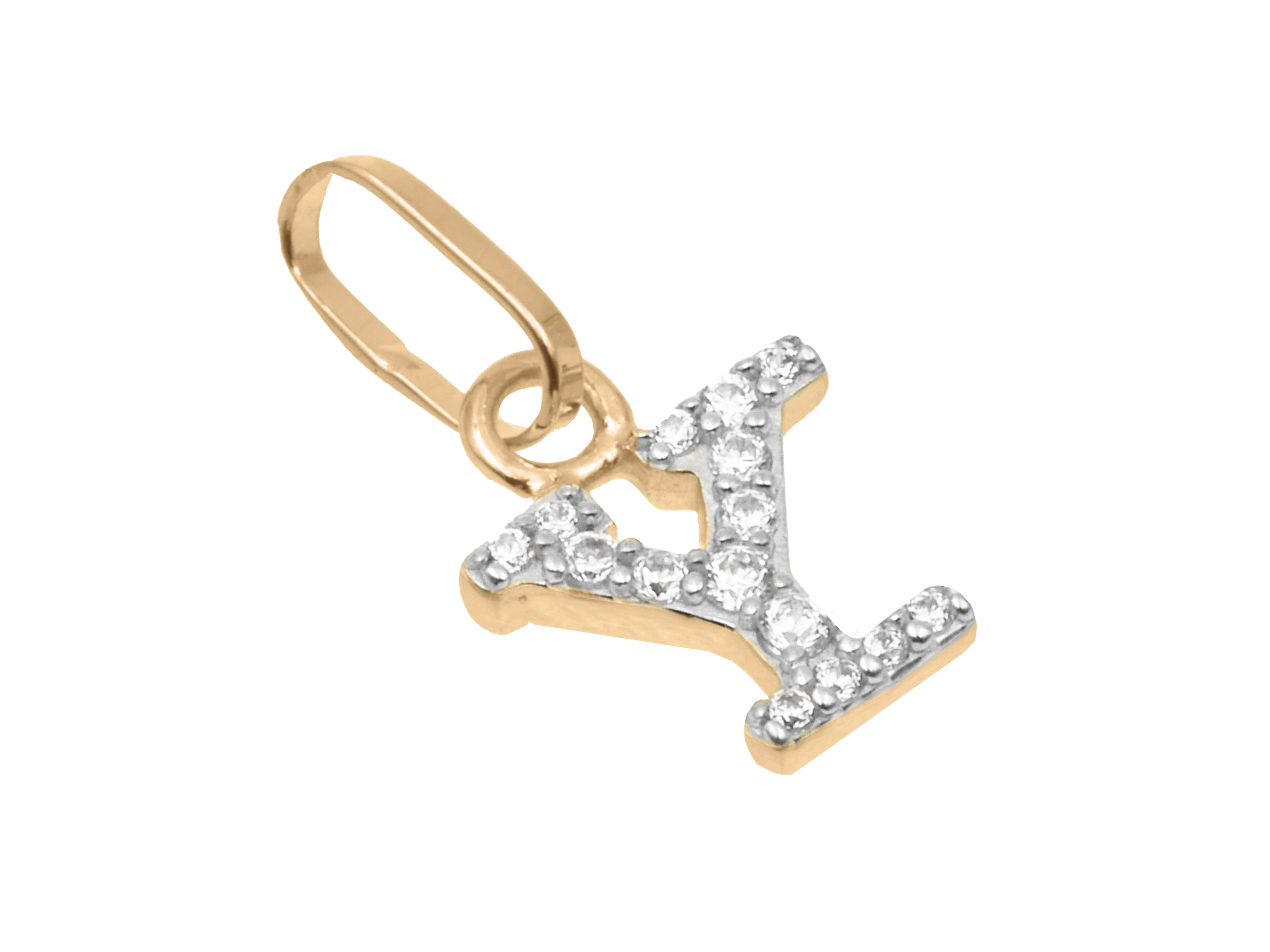 Buchstaben Anhänger - Buchstabe Y - Sterling Silber Roségold Vergoldung - Zirkonia Buchstabenanhänger Y aus Sterling Silber mit Roségold Vergoldung und Zirkonia, Hersteller Juwelier Harnisch, elegantes Design für individuelle Schmuckstücke.