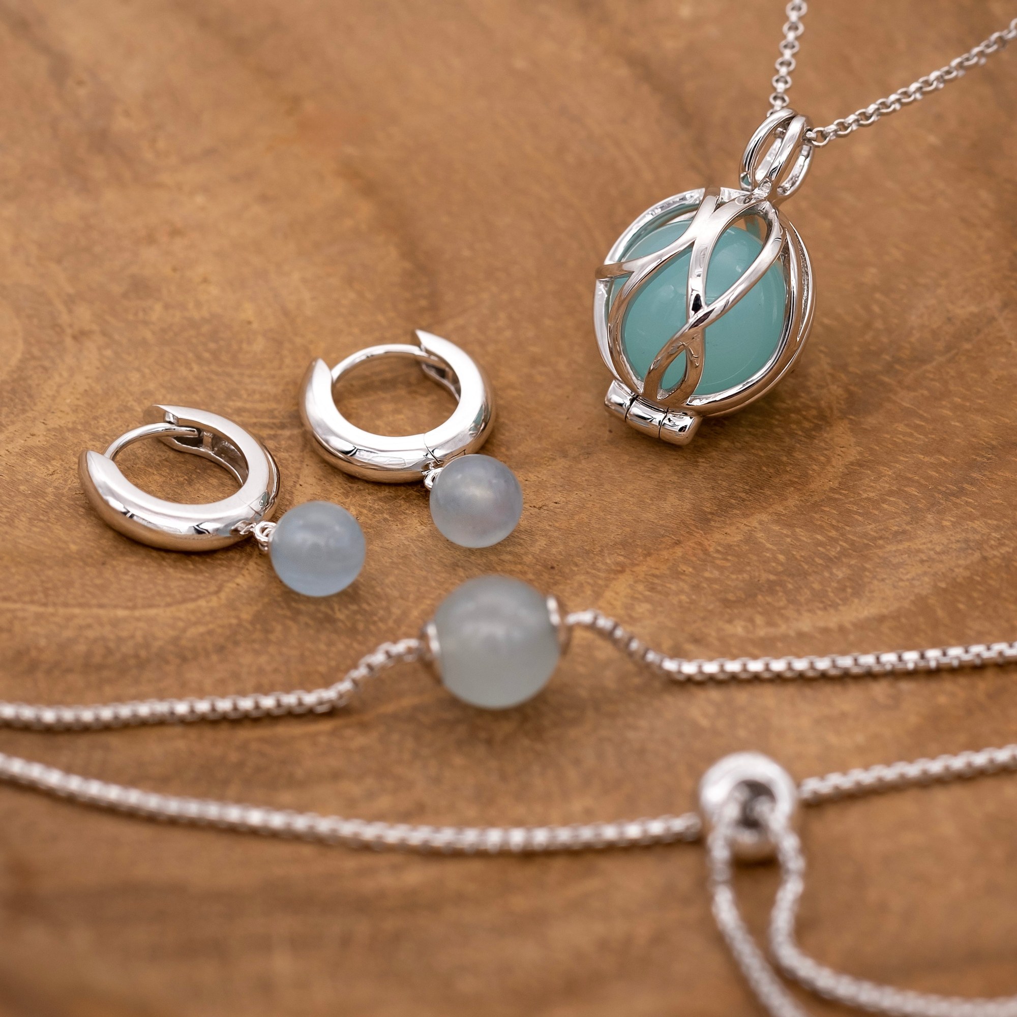 Engelsrufer LILGEM Armband Powerful Stone - Kraftstein - Blauer Achat - Silber rhodiniert & Blau 24 cm – Ansicht 5