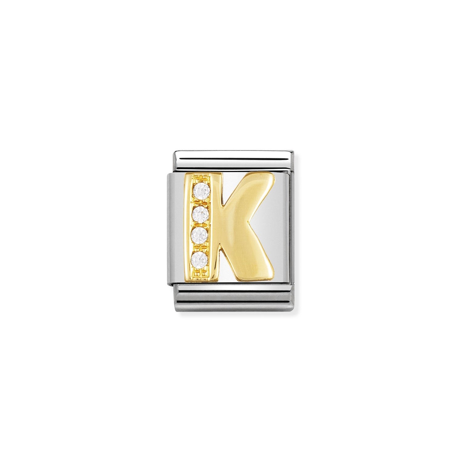Nomination Composable Big Charm Buchstabe K - Edelstahl, Gold 750 Gelbgold, Zirkonia