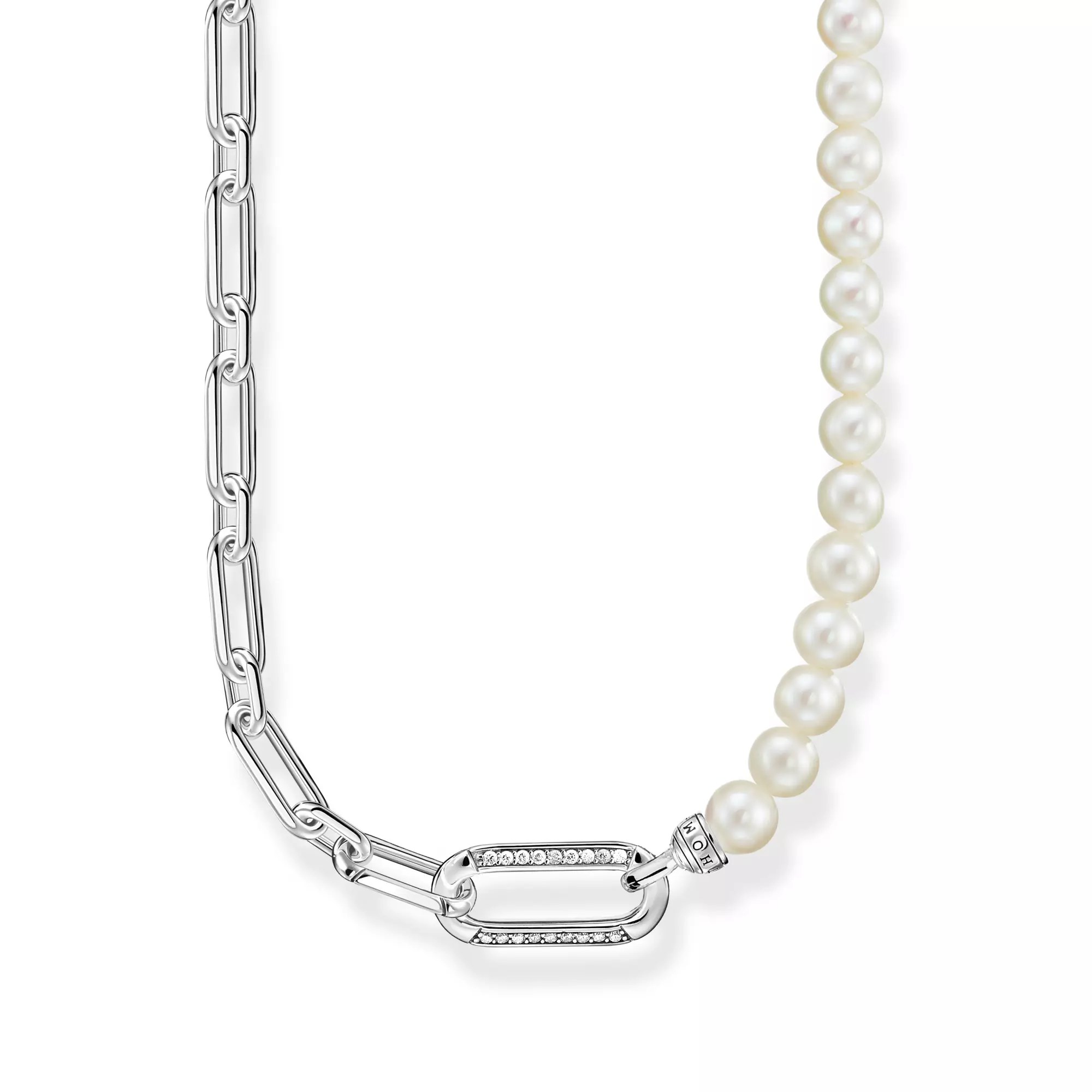 Thomas Sabo Kette Sterling Silber - geschw. + Süßwasserzuchtperle + Zirkonia weiß - 45 cm