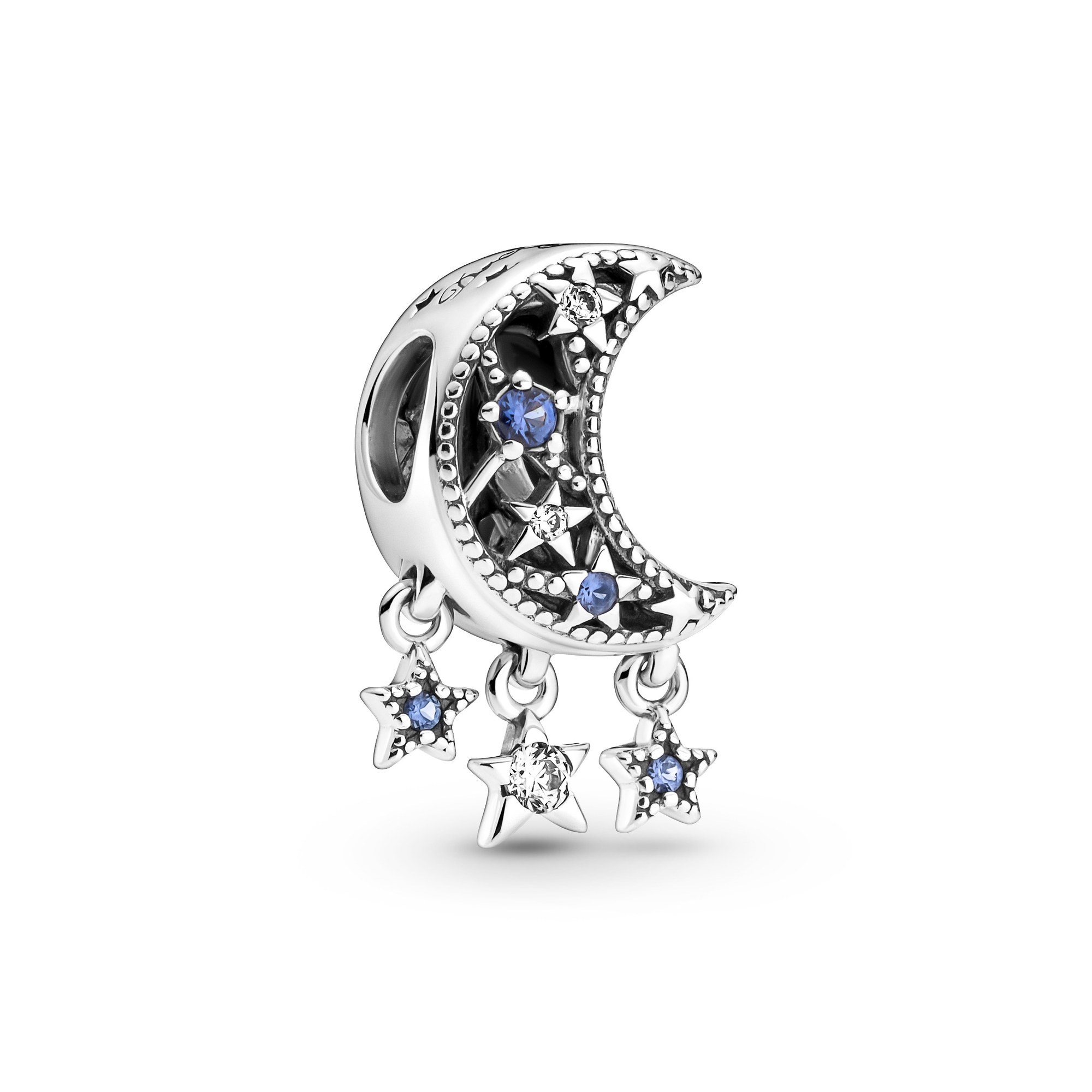 Pandora Charm - Stern & Mondsichel Anhänger - Sterling Silber - Kristall - Bunt