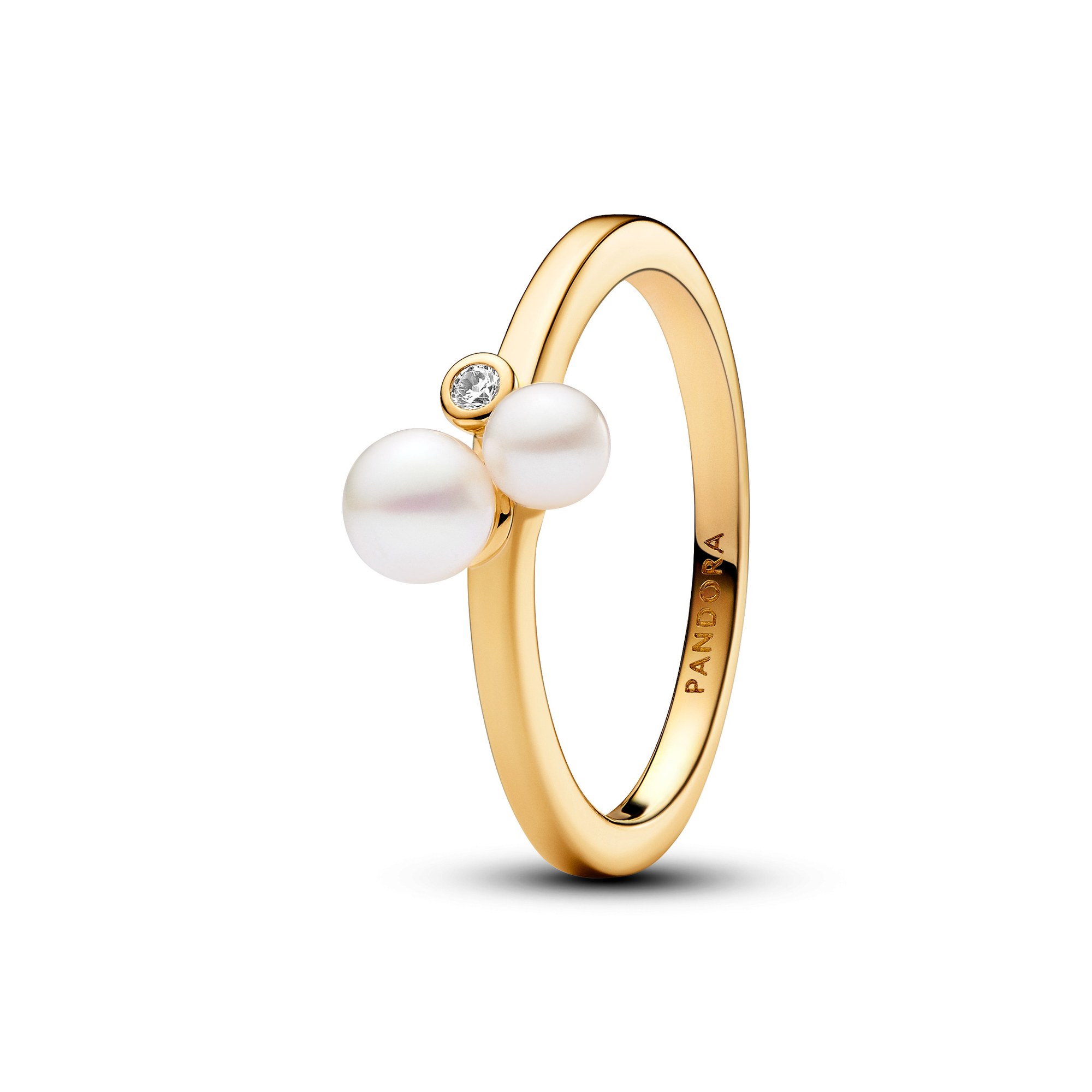 Pandora Duo Zuchtperlen Ring - Gelbgold verg. - Steinmix Weiß