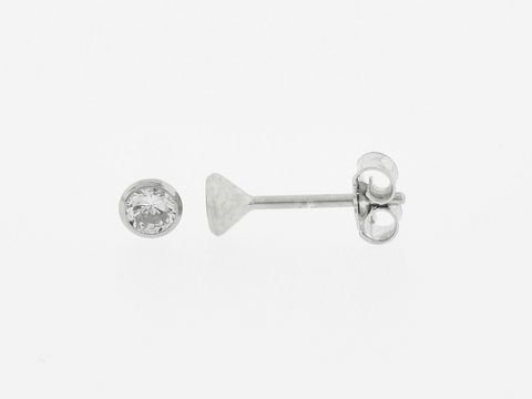 Weißgold Ohrringe Kelch 3,8 mm Zirkonia Stecker des Herstellers Juwelier Harnisch, glänzendes Design mit funkelndem Zirkonia, ideal für elegante Anlässe.