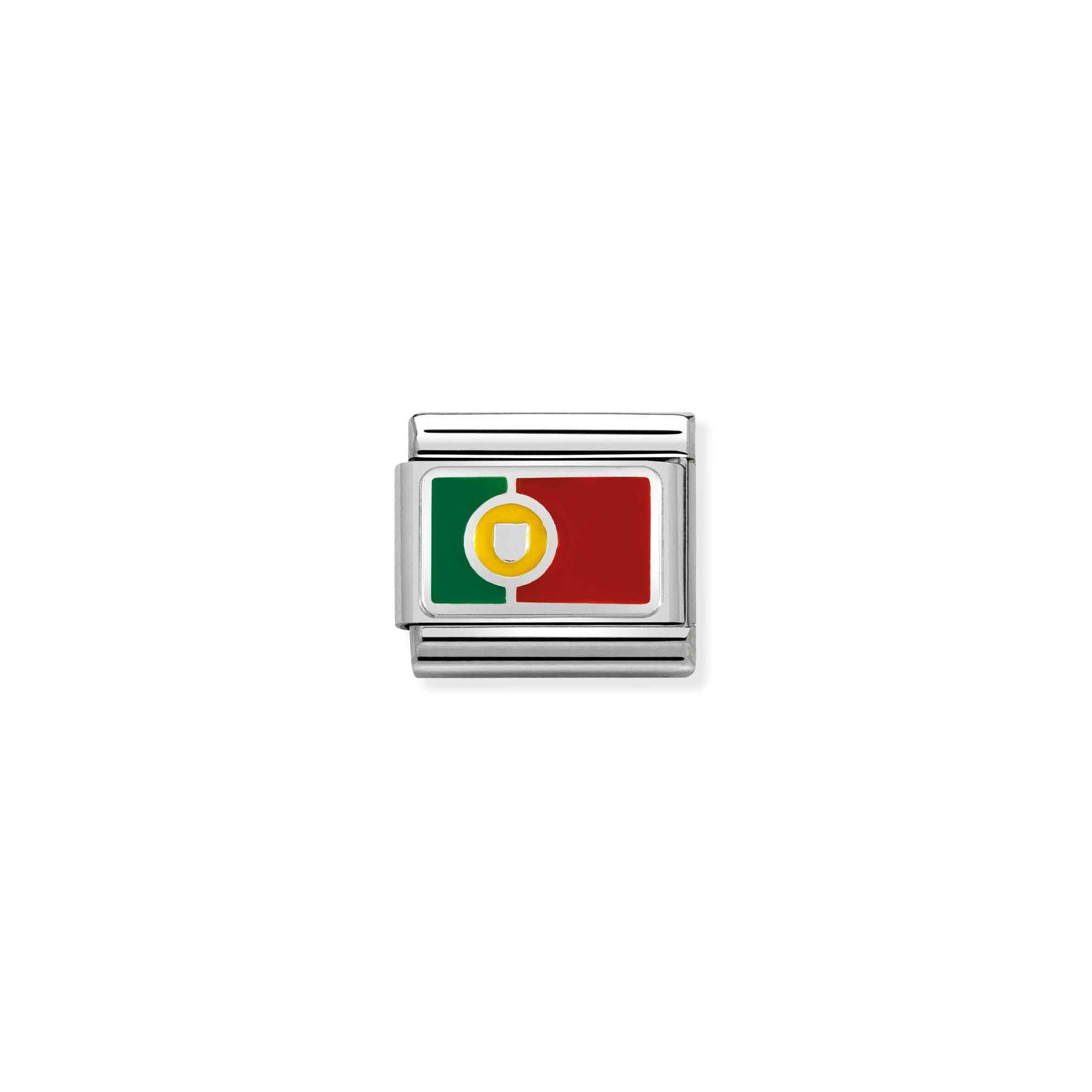 Nomination Composable Classic Charm Flagge Portugal - Edelstahl, Sterling Silber, Emaille