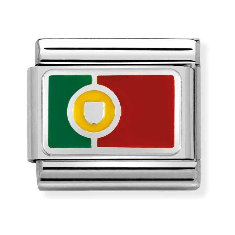 Nomination Composable Classic Charm Flagge Portugal - Edelstahl, Sterling Silber, Emaille