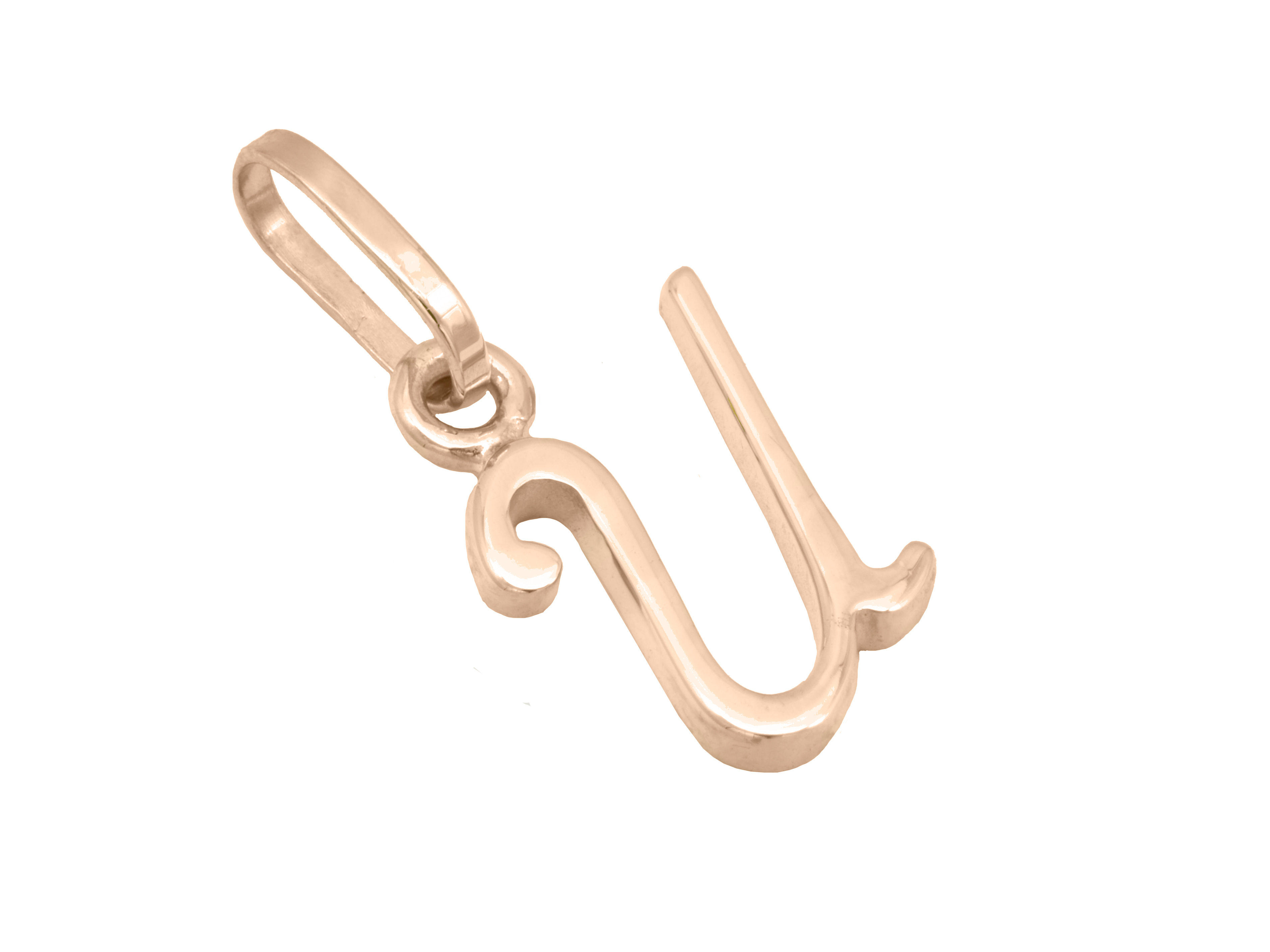 Buchstaben Anhänger U aus Sterling Silber roségold vergoldet und poliert, exquisite Verarbeitung vom Juwelier Harnisch, ideal für persönliche Schmuckstücke.
