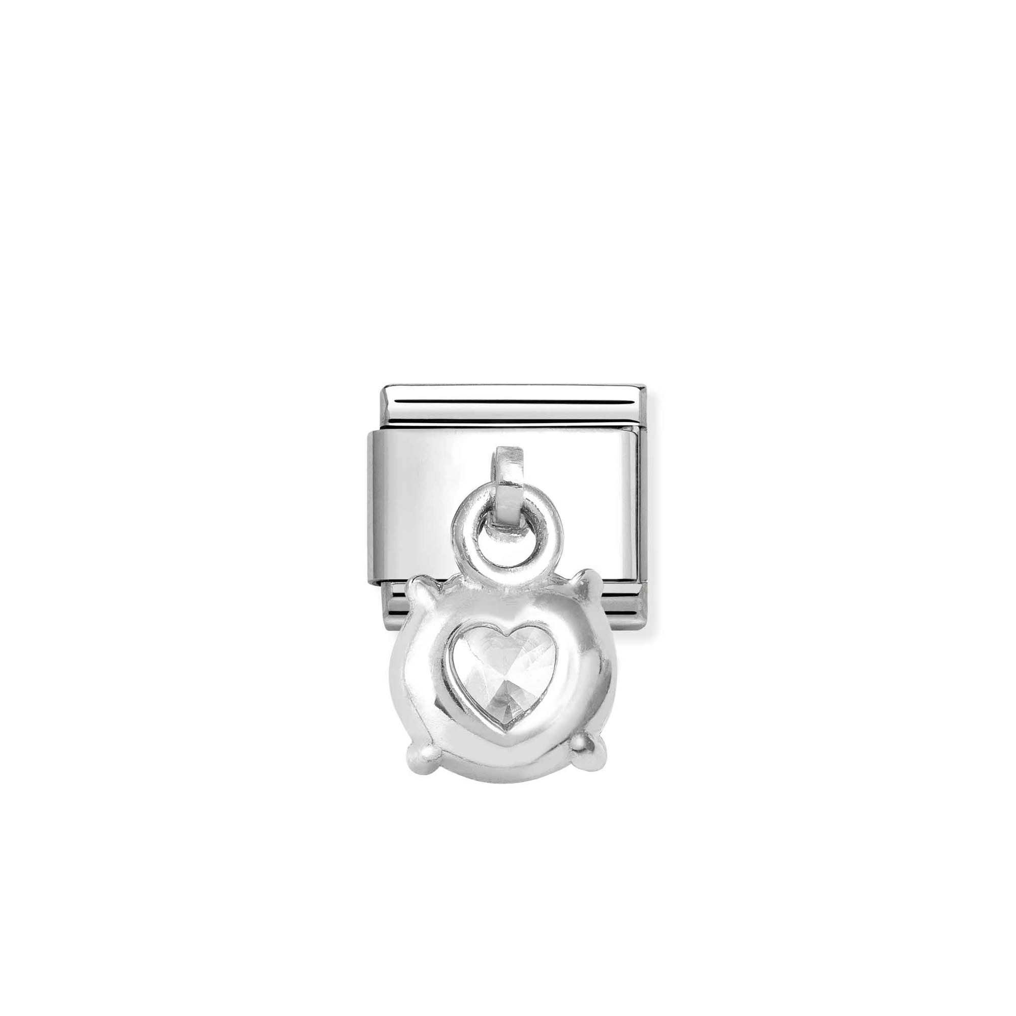 Nomination Composable Classic Charm Anhänger rund weiß - Edelstahl, Sterling Silber, Zirkonia – Ansicht 3