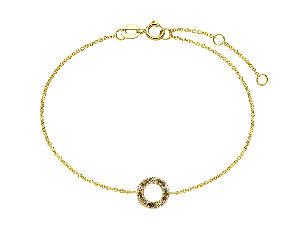 Xenox Gold Armband XG4437G in 18 cm aus 375 Gelbgold mit eleganter Karreekette und funkelndem Kreisanhänger, ideal für stilvolle Akzente im Alltag oder zu besonderen Anlässen.