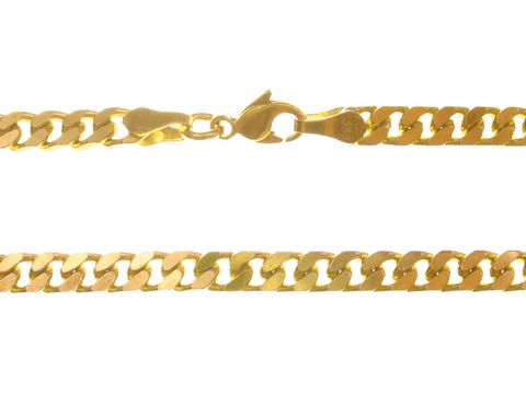 Panzerkette aus Gold 333, 45cm lang und 5mm breit, hochwertige Verarbeitung vom Hersteller Juwelier Harnisch, stabiler Karabinerverschluss, glänzende Oberfläche.
